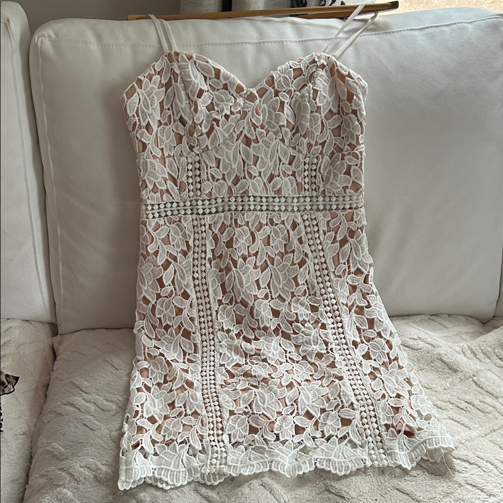 Just Me White Lace Mini Dress